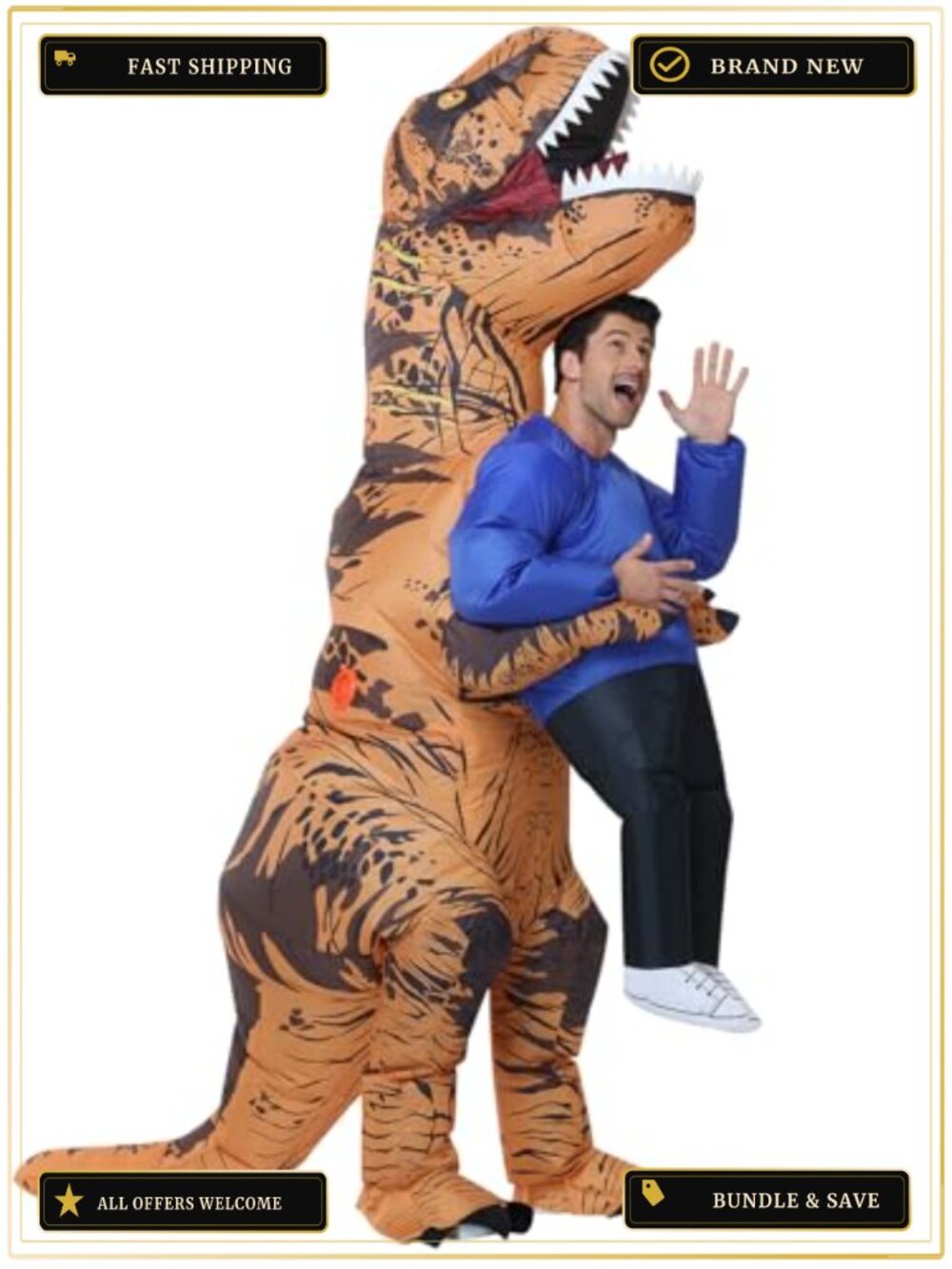 Inflatable Dinosaur Costume Adult Blow Up Halloween Cosplay Party